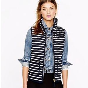 J.Crew Excursion Quilted Vest, Navy/White Stripe